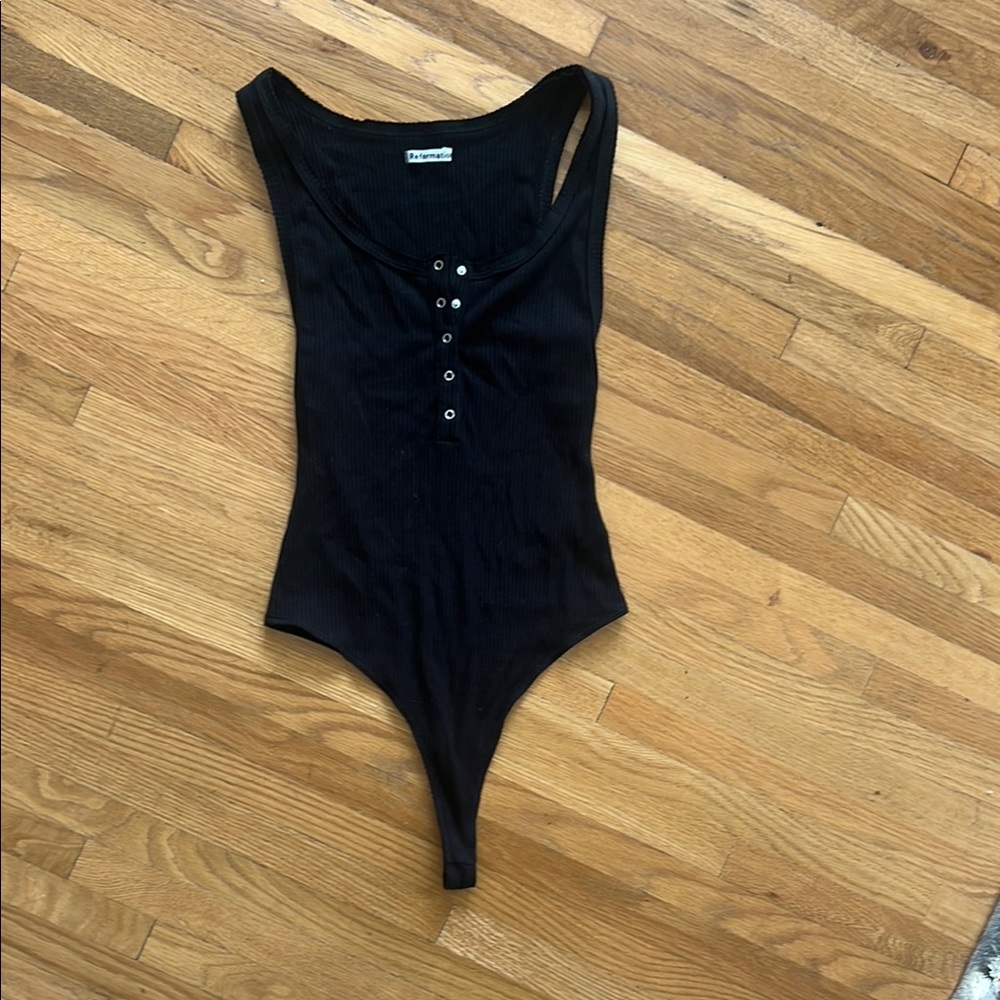 Reformation Black Bodysuit Top with Scoop Neckline